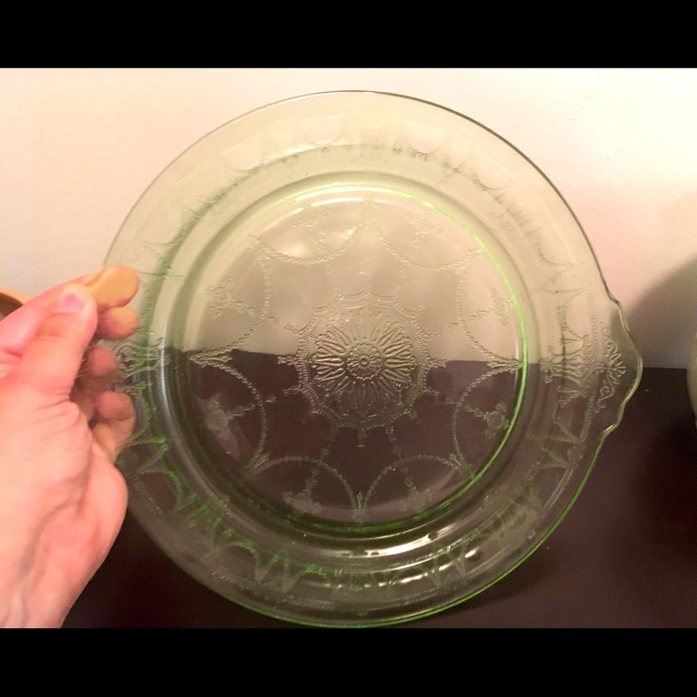Vintage Green Hocking Depression Glass Platter